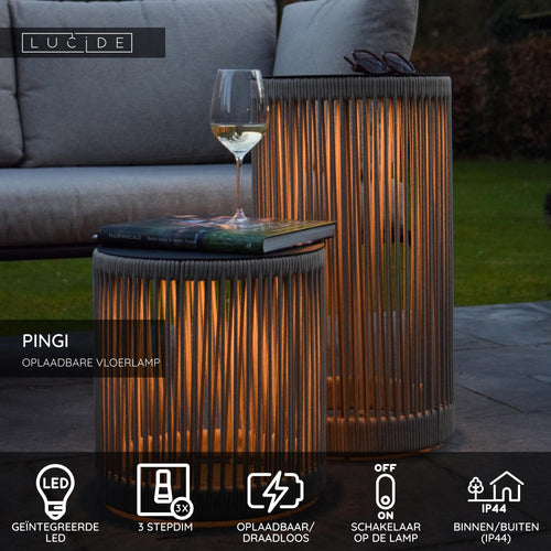 Lucide vloerlamp PINGI - Geïntegreerde LED - Taupe
