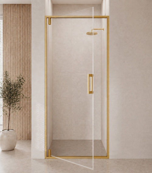 Badplaats Douchedeur Seattle 100 x 190 cm – Goud – Douchewand 6 mm Veiligheidsglas
