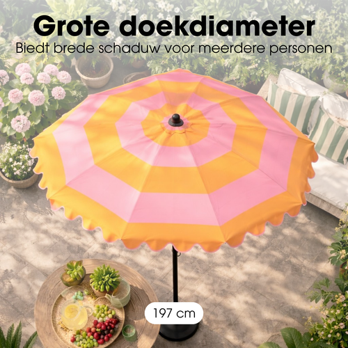 Edelman stokparasol Jessy streep geel - Ø197 x 238 cm
