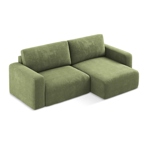 LaMiaSofa hoekbank rechts Ostia - chenille stof - groente - 244x149x79