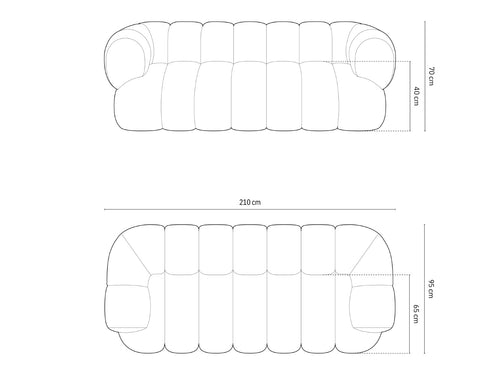 Cosmopolitan Design Bank Koge 3-zits, flueel diepe olie - 95x210x70cm