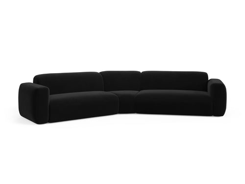 Cosmopolitan Design Symmetrische modulaire hoekbank Strino 3-zits, flueel zwart - 210x344x78cm