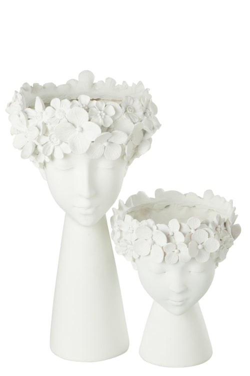 J-Line bloempot Kop - polyresin - wit - large - Ø 23 cm