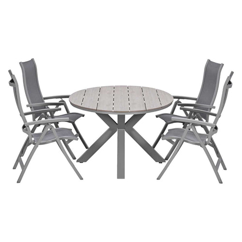 Garden Impressions Tuinset Hilly 5-delig taupe verstelbaar - Tulli tuintafel
