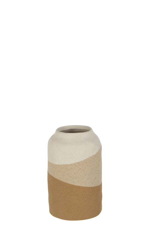 J-Line vaas Cylinder - keramiek - beige/lichtbruin - small - 20 cm hoog
