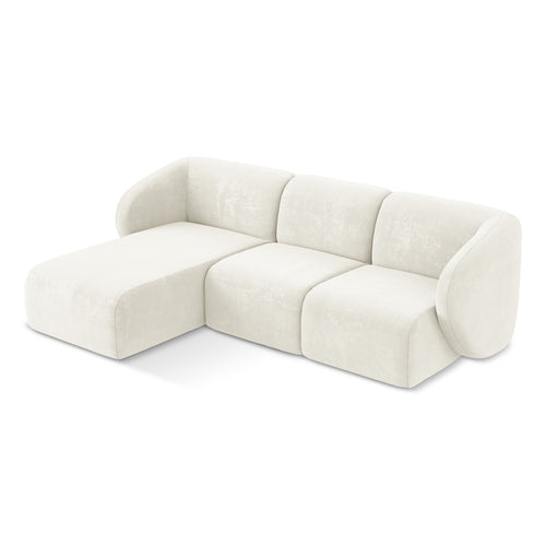 LaMiaSofa hoekbank links Cervo - chenille stof - wit - 248x166x89