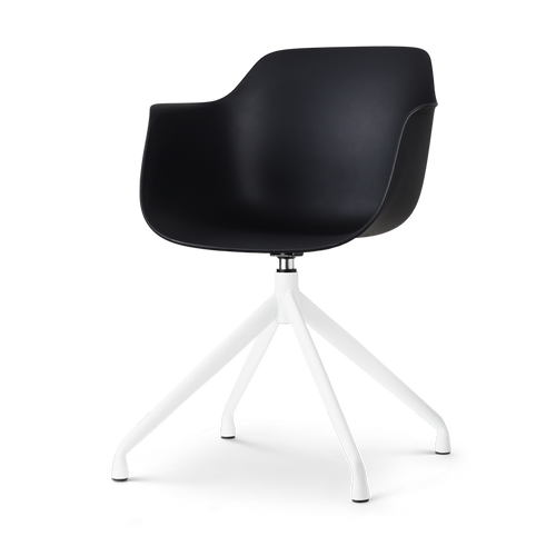 Nolon Nola-Puk Eetkamerstoel Zwart - Draaibaar - Armleuning - Wit - vtwonen shop