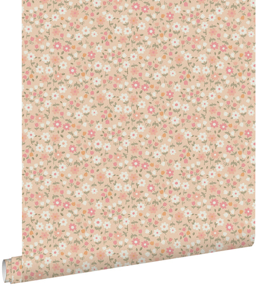 ESTAhome behang bloemetjes roze, groen en wit - 50 x 900 cm - 139469
