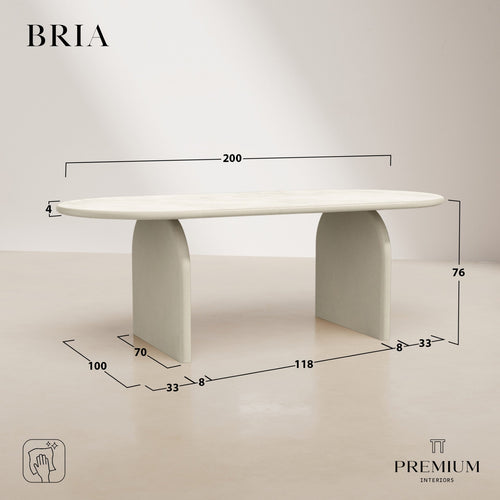 Premium Interiors - Eettafel BRIA - microcement wit 200cm