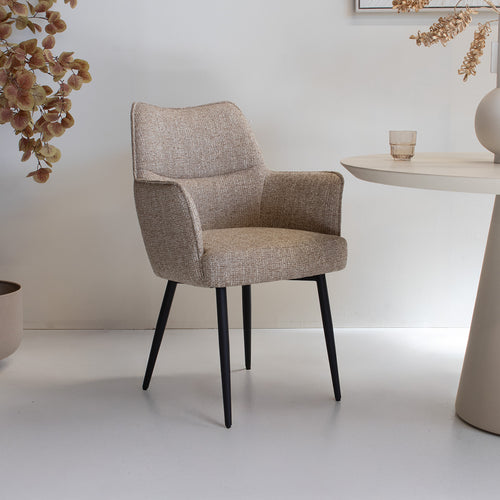 DÉJA Living Eetkamerstoel Zayn - Taupe/Zwart - Zithoogte 47cm - Set van 2 - vtwonen shop