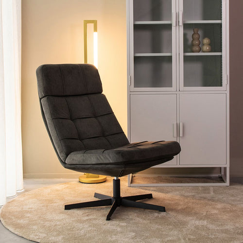 LABEL51 Fauteuil Alvar - Antraciet Stof - Draaibaar - vtwonen shop