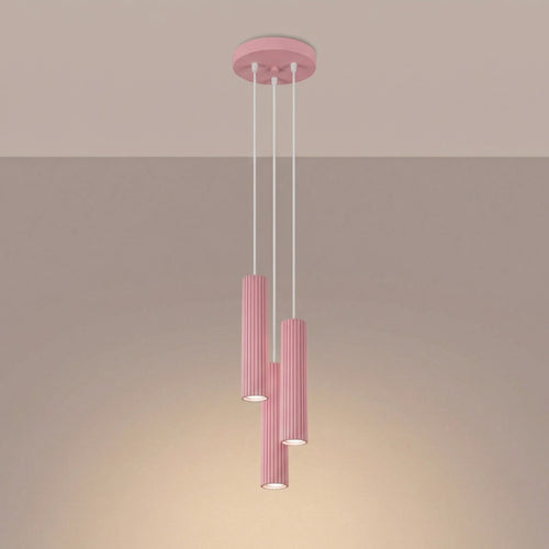 Sollux Lighting Hanglamp KARBON 3P roze - 19,5x19,5x108cm