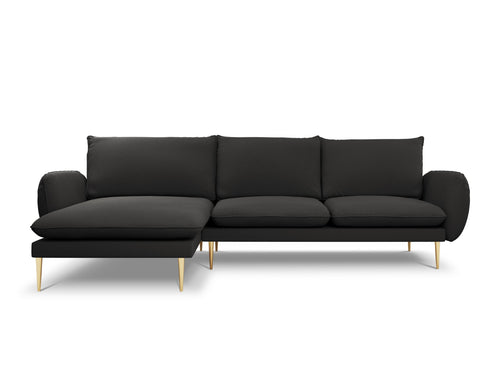 Cosmopolitan Design linker hoekbank Vienna 5-zits, boucle, zwart - 170x255x95cm