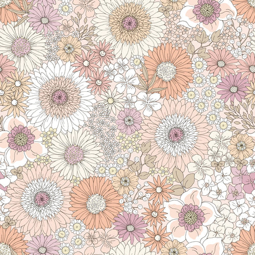 ESTAhome behang retro bloemen beige en roze - 50 x 900 cm - 131313 - vtwonen shop