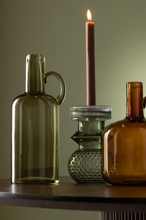 J-Line vaas Cilinder 1 handvat - glas - groen - 32 cm hoog