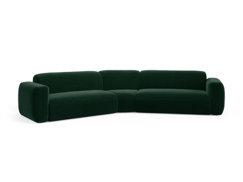 Cosmopolitan Design Symmetrische modulaire hoekbank Strino 3-zits, flueel flessengroen - 210x344x78cm