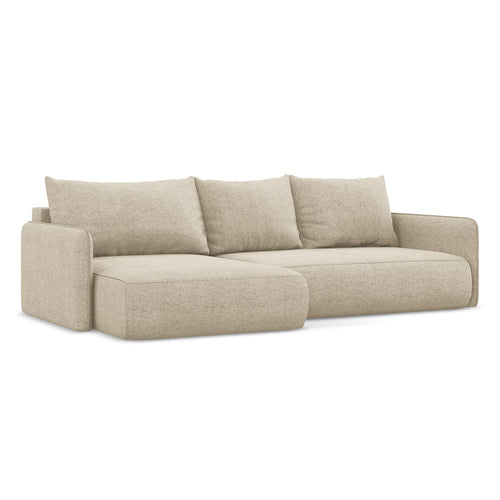 LaMiaSofa hoekbank links Palermo - chenille stof - donkerbeige - 240x148x86