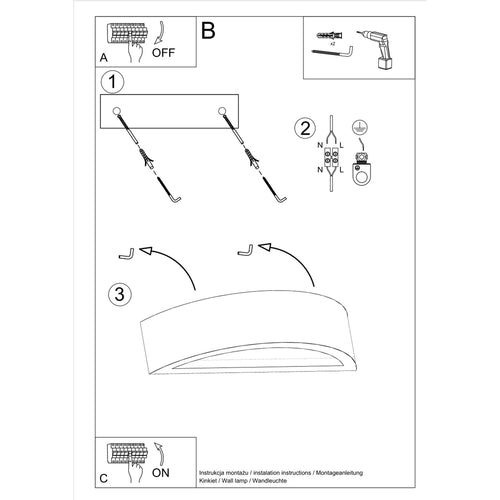 Sollux Lighting Wandlamp ATENA beton - 40x14,5x10cm
