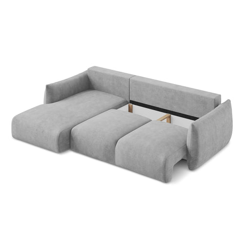 LaMiaSofa hoekbank links Savona - chenille stof - lichtgrijs - 242x162x90