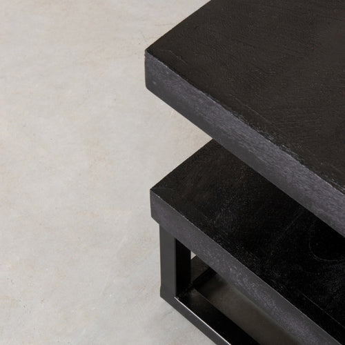 LABEL51 Salontafel Cube - Zwart Mangohout - 80x80x40cm