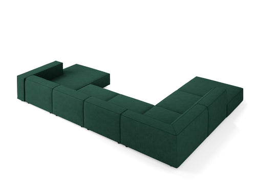 Cosmopolitan Design Panoramische hoekbank links Arendal 7-zits, chenille met ribbeleffect, flessengroen - 262x364x70cm