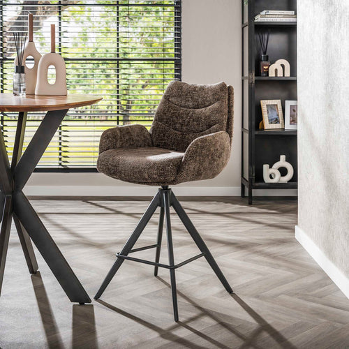 Giga Meubel Barstoel Lounge - Taupe - Draaibaar - Zithoogte 67cm - Set van 2