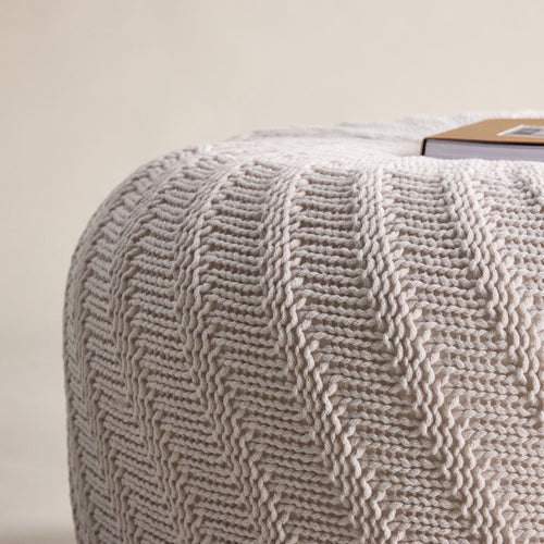 Nest living Dina Ronde Gebreide Poef Ø 60 cm - Crême