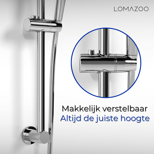 LOMAZOO thermostatische doucheset Cielo - met handdouche - chroom - h.o.h. 12 cm