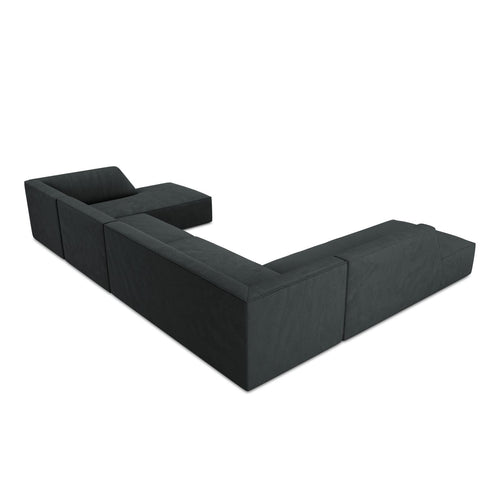 Cosmopolitan Design - Panoramische hoekbank links Siena 7-zits, ribfluwelen zwart - 273x366x69cm