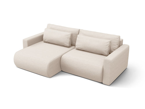 Cosmopolitan Design Omkeerbare converteerbare hoekbank met opbergdoos Belfast 3-zits, structurele stof beige - 149x240x84cm