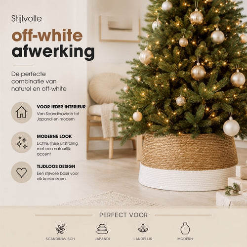 Mica Decorations Kerstboomrok Ø58 x H26 cm - Kerstboom Rok Zeegras - Kerstboommand Off White