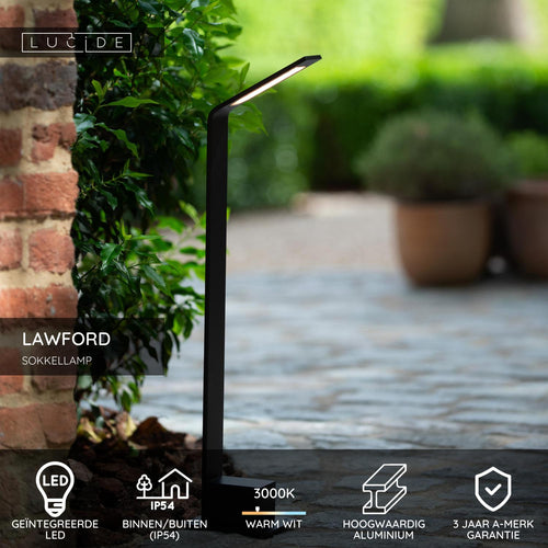 Lucide sokkellamp LAWFORD - Geïntegreerde LED - Zwart