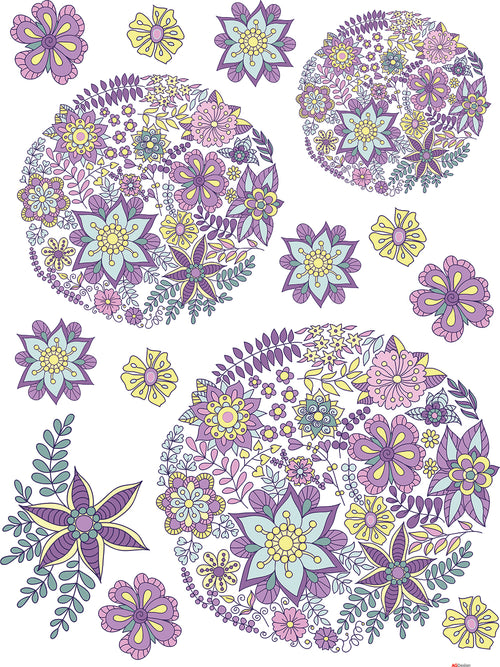 Sanders & Sanders muursticker bloemen paars, roze en geel - 85 x 65 cm - 600274