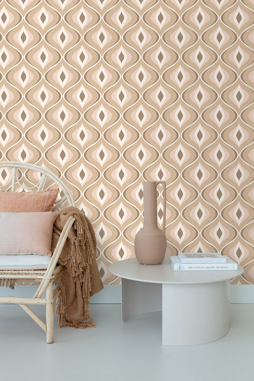 ESTAhome behang retro ornamenten beige en bruin - 50 x 900 cm - 130985 - vtwonen shop