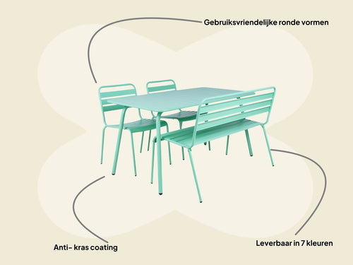MaximaVida metalen tuinset Max cactus 150 cm – 1 tafel met 2 stoelen en 1 bank