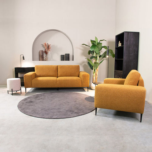 LABEL51 3-Zits Bank Ferraro - Geel Bouclé - 212x88x85cm