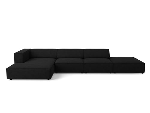 Cosmopolitan Design linker hoekbank Arendal 5-zits, chenille met ribbeleffect, zwart - 166x341x70cm