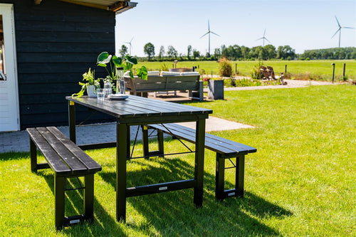 MaximaVida inklapbare picknickset Riga 200 cm blackwash - FSC vurenhout