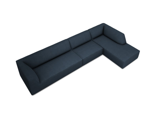 Micadoni rechter hoekbank Ruby 5-zits, structurele stof, marineblauw - 180x366x69cm