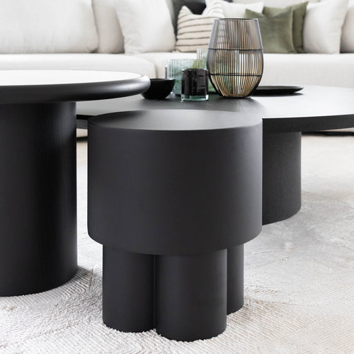 Atmooz bijzettafel Lenno - zwart - Ø 35 x H 40 cm