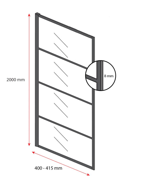 Badplaats Douchewand Essos 40 x 200 cm – Zwart – Inloopdouche 8 mm Rookglas