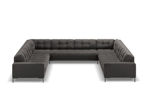 Cosmopolitan Design Panoramische bank Bali 9-zits, flueel, donkergrijs - 256x327x75cm
