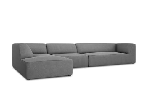 Micadoni linker hoekbank Ruby 5-zits, structurele stof, grijs - 180x366x69cm