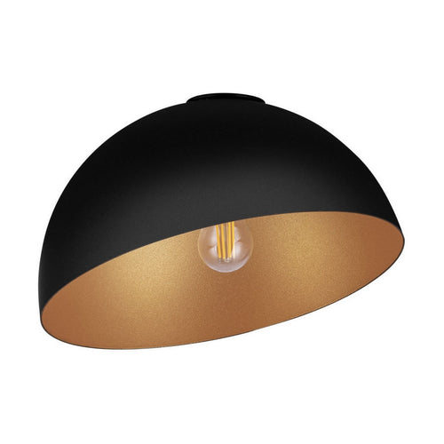 Nova Luce ONIA  Onia 30cm komvormige plafondlamp, halfverzonken, zandkleurig zwart, goudkleurig, E27 fitting, 1x12W