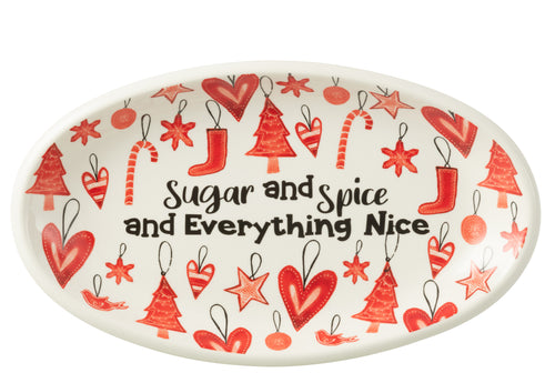 J-Line schaal Ovaal - keramiek - rood