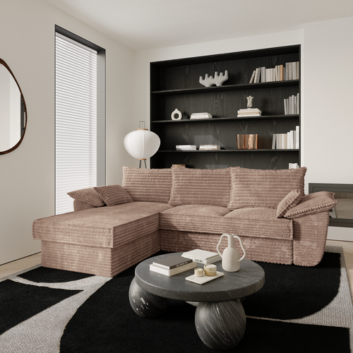 Sia Home - Hoekbanken links SASHA - XXL ribfluweel - Mol - 257cm - vtwonen shop