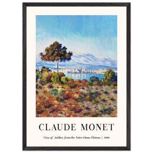 Artfulprints Poster met Lijst Claude Monet - View of Antibes, from the Notre-Dame Plateau   - 50x70 cm - Blauw