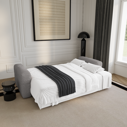 Premium Interiors - Slaapbank met opbergruimte VIBE - bouclé-stof lichtgrijs 247cm