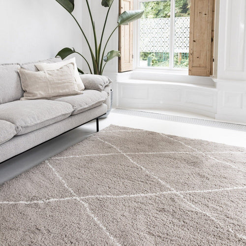 Interieur05 berber vloerkleed hoogpolig grijs/beige/zand/cream - scandinavisch - nea - 135 x 190 cm