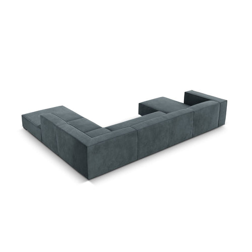 Cosmopolitan Design - Panoramische hoekbank rechts Turin 6-zits, structurele stof blauw grijs - 270x365x68cm